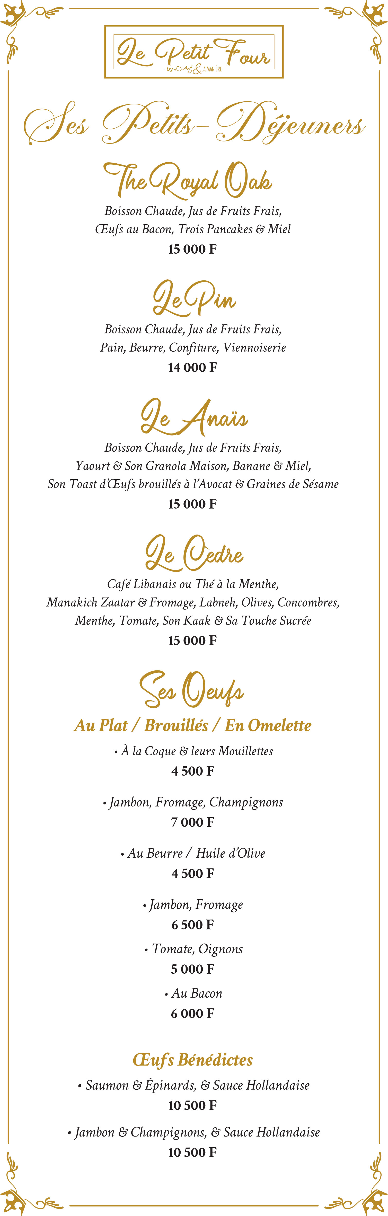 Nos formules petit déjeuner